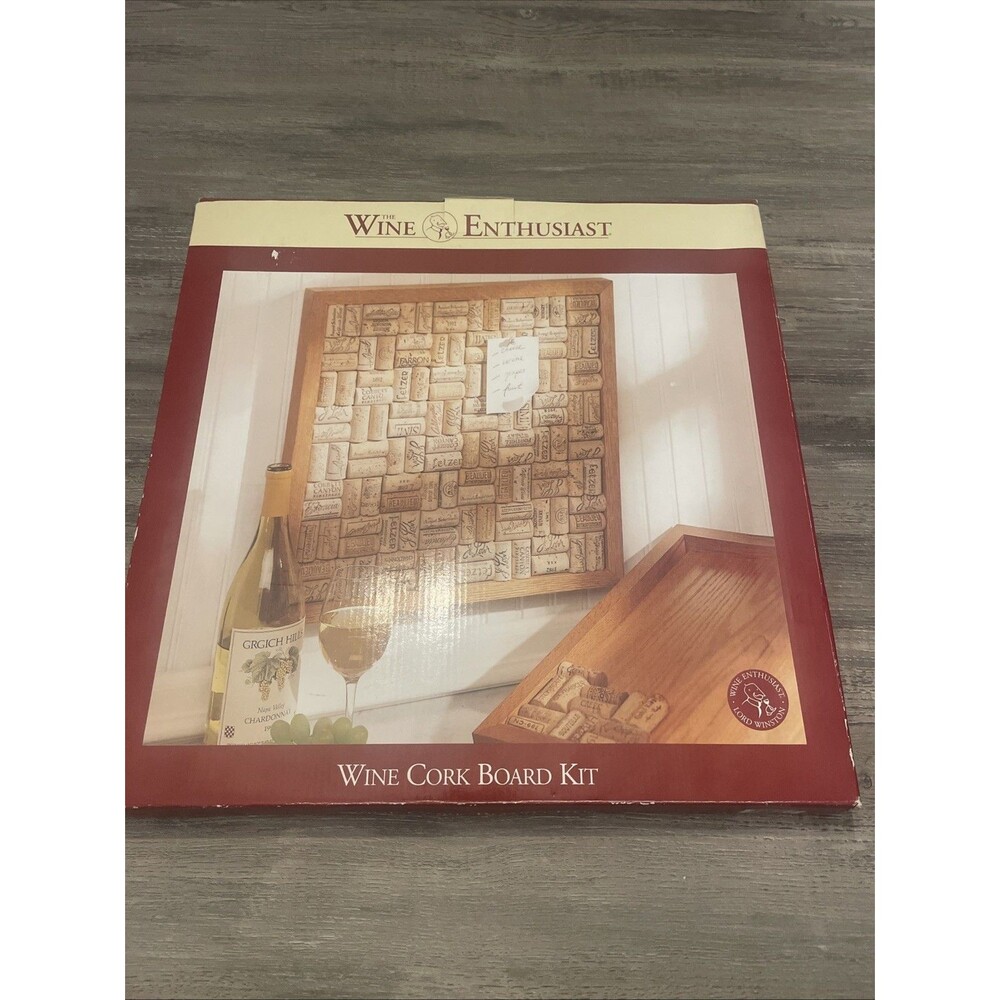 Wine Enthusiast 16" X 16" Wine Cork Bulletin Board Kit Cork Holder NEW In Box